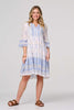White | Embroidered 3/4 Flared Sleeve Short Smock Dress