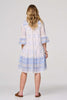 White | Embroidered 3/4 Flared Sleeve Short Smock Dress