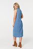 Blue | Denim Button Sleeveless Midi Shirt Dress
