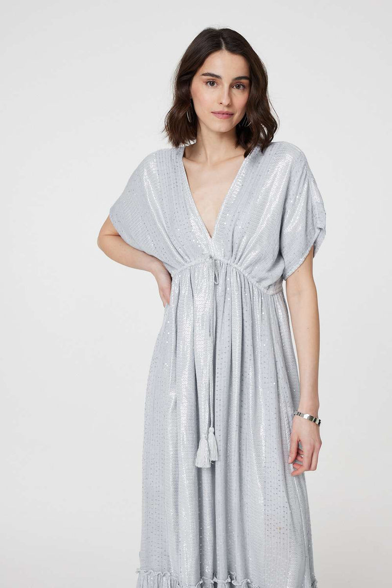 Dotty Empire Waist Kimono Maxi Dress | Izabel London Dotty Empire Waist Kimono Maxi Dress | Izabel London