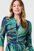 Green | Leaf Print 3/4 Sleeve Short Dress