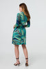Green | Leaf Print 3/4 Sleeve Short Dress