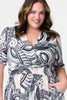 Navy | Printed 1/2 Sleeve Knee Length Wrap Dress