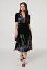 Green | Feather Print Faux Wrap Front Midi Dress : Model is 5'9