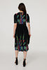Green | Feather Print Faux Wrap Front Midi Dress