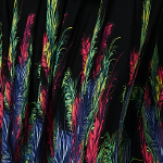 Green | Feather Print Faux Wrap Front Midi Dress