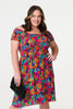 Pink | Floral Knee Length Bardot Dress : Model is 5'8