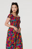 Pink | Floral Knee Length Bardot Dress : Model is 5'9