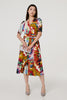 Orange | Floral 1/2 Sleeve Midi Faux Wrap Dress
