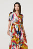 Orange | Floral 1/2 Sleeve Midi Faux Wrap Dress