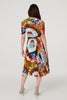 Orange | Floral 1/2 Sleeve Midi Faux Wrap Dress