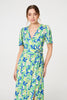 Green | Printed Belt Detail Wrap Midi Dress
