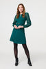 Green | Long Sleeve Skater Dress with Belt
