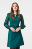 Green | Long Sleeve Skater Dress with Belt
