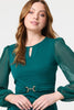 Green | Long Sleeve Skater Dress with Belt

