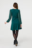 Green | Long Sleeve Skater Dress with Belt
