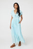 Light Blue | Striped Cap Sleeve Empire Maxi Dress