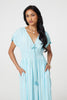Light Blue | Striped Cap Sleeve Empire Maxi Dress
