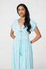 Light Blue | Striped Cap Sleeve Empire Maxi Dress