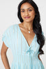 Light Blue | Striped Cap Sleeve Empire Maxi Dress