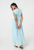 Light Blue | Striped Cap Sleeve Empire Maxi Dress