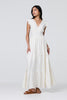White | Metallic Detail Frill Cap Sleeve Maxi Dress : Model is 5'8