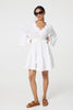 White | Floral Lace Flare Sleeve Mini Beach Dress