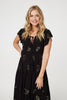 Black | Sequin Detail Tie Neck Relaxed Maxi Dress
