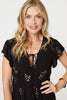 Black | Sequin Detail Tie Neck Relaxed Maxi Dress