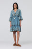 Indigo | Embroidered Tassel Detail Knee Length Dress
