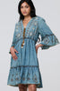 Indigo | Embroidered Tassel Detail Knee Length Dress
