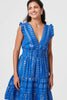Blue | Metallic Cap Sleeve Short Skater Dress
