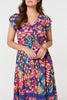Blue | Ikat Print Lace Trim Midi Smock Dress
