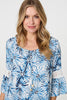 Blue | Floral Lace 3/4 Sleeve Short Shift Dress
