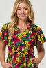 Green | Floral Shirred Short Sleeve Midi Dress
