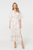 White | Embellished Kimono Sleeve Maxi Dress : Model is 5'10