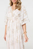 White | Embellished Kimono Sleeve Maxi Dress
