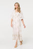White | Embellished Kimono Sleeve Maxi Dress
