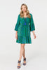Green | Paisley Tassel V-Neck Knee Length Dress : Model is 5'10