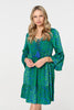 Green | Paisley Tassel V-Neck Knee Length Dress : Model is 5'10