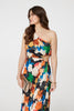 Orange | Floral One-Shoulder Pleated Maxi Dress