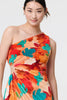 Orange | Floral One-Shoulder Pleated Maxi Dress