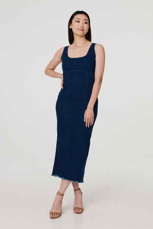 Blue | Denim Bodycon Midi Dress