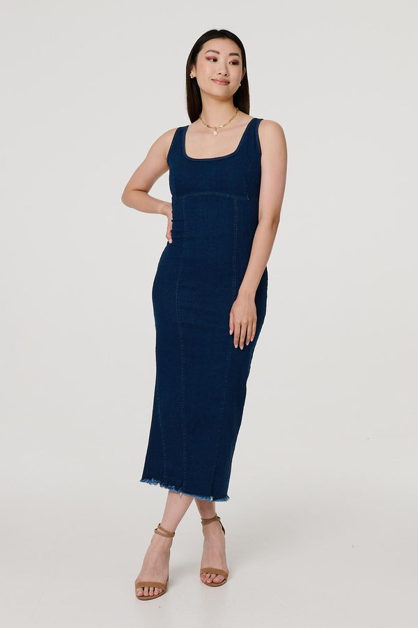 Blue | Denim Bodycon Midi Dress