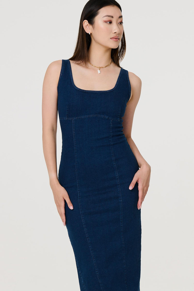 Denim Bodycon Midi Dress | Izabel London Denim Bodycon Midi Dress | Izabel London