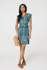Green | Mosaic Print Frill Tie Waist Short Dress
