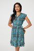 Green | Mosaic Print Frill Tie Waist Short Dress
