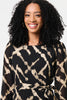 Black | Printed Long Sleeve Tie Waist Maxi Dress