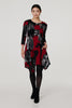 Red | Abstract 3/4 Sleeve Hanky Hem Dress