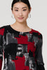 Red | Abstract 3/4 Sleeve Hanky Hem Dress